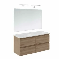 COSMIC B-Best Badmöbel Set 120 Cm Mit Spiegel Und Wandleuchte