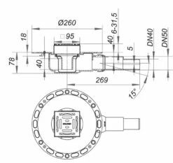 Dallmer TistoPlan Bodenablauf K 10, DN 40/ DN 50, 10 X 10 Cm