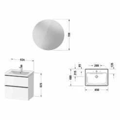 Duravit D-Neo Möbelset Mit Runden Spiegel 65 Cm -Badezimmer Verkaufs-Shop duravit neo badmoebel moebelsets mit spiegel 5372609