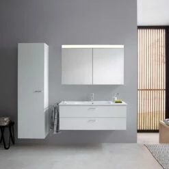 Duravit XBase MöbelSet 123 Cm, Mit Spiegelschrank, 2 Hahnlöcher, Ohne Ablagefläche -Badezimmer Verkaufs-Shop duravit xbase moebelset 123 cm mit 4383824