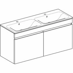 Geberit Renova Plan Set Doppelmöbelwaschtisch Schmaler Rand Mit 2 Schubladen Und 2 Innenschubladen 130 Cm