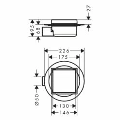 Hansgrohe RainDrain Spot Komplettset Punktablauf, Abdeckung 15 X 15 Cm Rückseitig Befliesbar