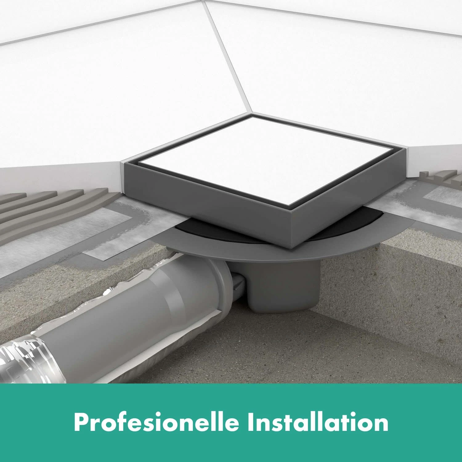 Hansgrohe RainDrain Spot Komplettset Punktablauf, Abdeckung 15 X 15 Cm Rückseitig Befliesbar 4 Hansgrohe RainDrain Spot Komplettset Punktablauf, Abdeckung 15 X 15 Cm Rückseitig Befliesbar – Bild 2