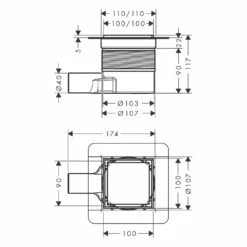 Hansgrohe RainDrain Brilliance Komplettset Punktablauf 10/10 Cm Rückseitig Befliesbar -Badezimmer Verkaufs-Shop hansgrohe raindrain duschrinnen und punktablaeufe brilliance 11042971