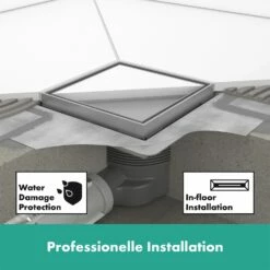 Hansgrohe RainDrain Brilliance Komplettset Punktablauf 10/10 Cm Rückseitig Befliesbar -Badezimmer Verkaufs-Shop hansgrohe raindrain duschrinnen und punktablaeufe brilliance 11043016