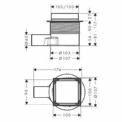 Hansgrohe RainDrain Point Komplettset Punktablauf 10/10 Cm Rückseitig Befliesbar 11 Hansgrohe RainDrain Point Komplettset Punktablauf 10/10 Cm Rückseitig Befliesbar -Badezimmer Verkaufs-Shop hansgrohe raindrain duschrinnen und punktablaeufe point 11042956