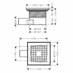 Hansgrohe RainDrain Point Komplettset Punktablauf 15/15 Cm -Badezimmer Verkaufs-Shop hansgrohe raindrain duschrinnen und punktablaeufe point 11042959