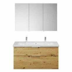 Burgbad Eqio Möbelkombination Inkl. Keramik-Doppelwaschtisch 123 Cm Links, Mit Griff G0146