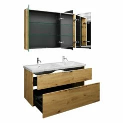 Burgbad Eqio Möbelkombination Inkl. Keramik-Doppelwaschtisch 123 Cm, Doppeltür Spiegelschrank Links, Mit Griff G0146 -Badezimmer Verkaufs-Shop hersteller burgbad eqio moebelkombinationen inkl keramik 11811192