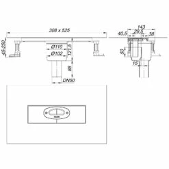 Dallmer DallFlex Ablaufgehäuse Senkrecht, DN 50