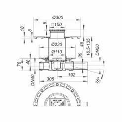 Dallmer Dünnbett-Bodenablauf 42 VC, DN 50, 10 X 10 Cm