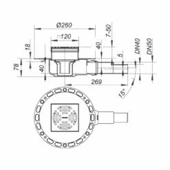 Dallmer TistoPlan Bodenablauf K 12, DN 40/DN 50, 12 X 12 Cm