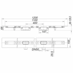 Dallmer CeraLine Nano F Duo Duschrinne 110 Cm, DN 50