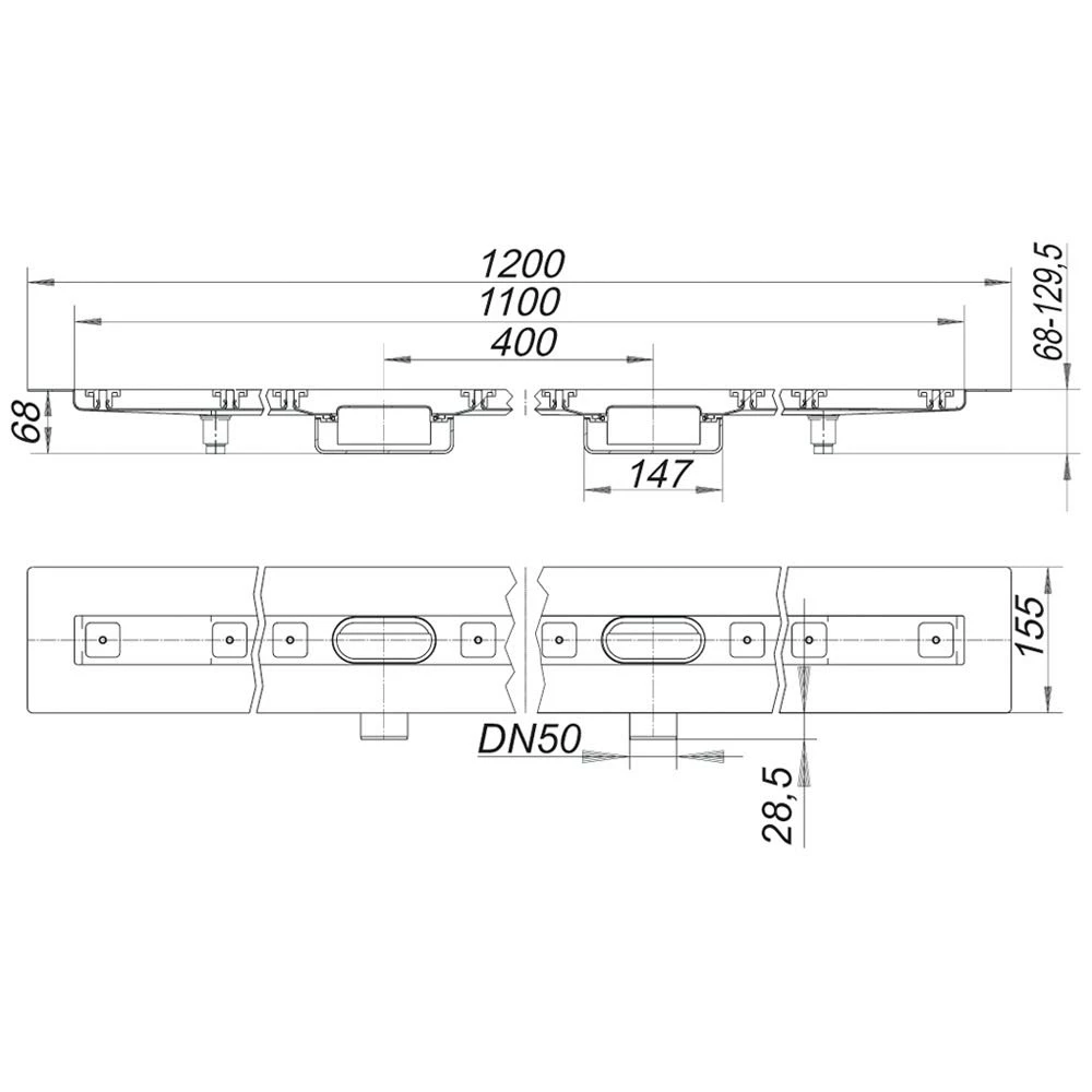 Dallmer CeraLine Nano F Duo Duschrinne 110 Cm, DN 50 3 Dallmer CeraLine Nano F Duo Duschrinne 110 Cm, DN 50