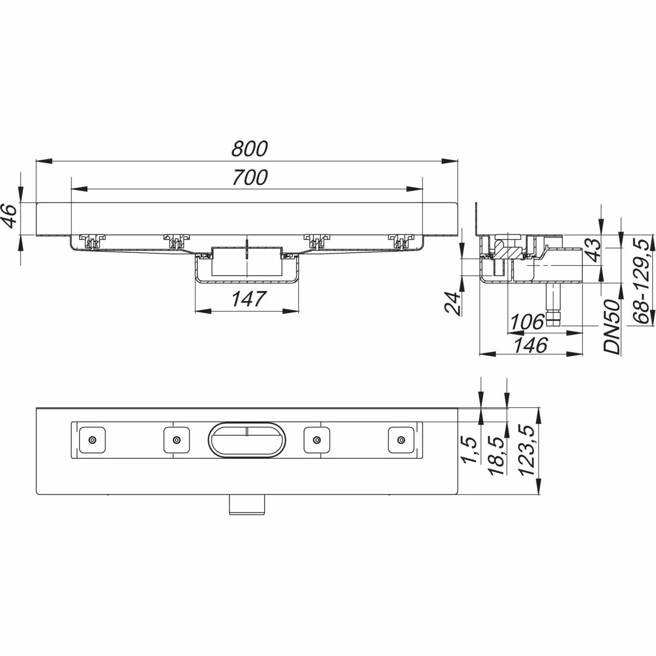 Dallmer CeraLine Nano W Duschrinne 70 Cm, DN 50 5 Dallmer CeraLine Nano W Duschrinne 70 Cm, DN 50 – Bild 3