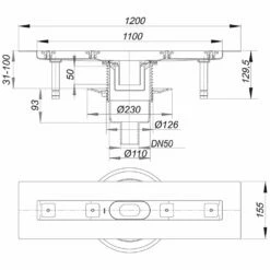 Dallmer CeraLine Senkrecht F Duschrinne 110 Cm, DN 50