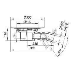 Dallmer Ablaufgehäuse 54, DN 50/DN 70 Mit Doppelkugelgelenk, Verstellbar