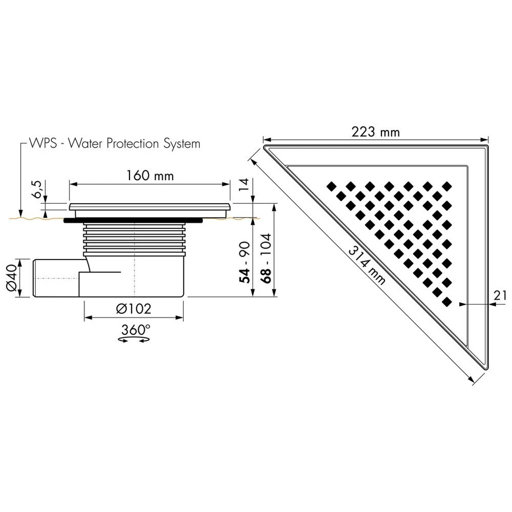 ESS Easy Drain Aqua Delta 22x22 Bodenablauf Komplettset 5 ESS Easy Drain Aqua Delta 22x22 Bodenablauf Komplettset – Bild 3