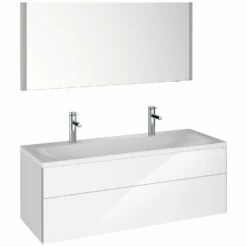 Keuco Royal Reflex Doppelwaschtisch Mit Waschtischunterschrank Und LED-Lichtspiegel, 130 Cm