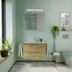 Pelipal Trentino Möbelkombination Mit Glaswaschtisch 77 Cm, SPS Mit LED Aufbauleuchte -Badezimmer Verkaufs-Shop hersteller pelipal trentino komplettanlagen glaswaschtisch 2 6953913