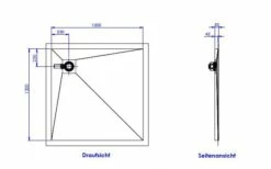 Schedel Plan Plus Mineral-Duschelement Bodeneben 120 X 120 Cm, Eck-Ablauf