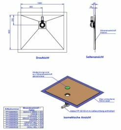 Schedel Plan Plus Mineral-Duschelement Bodeneben 100 X 80 Cm, Ablauf Hinten Mittig
