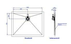 Schedel Plan Plus Mineral-Duschelement Bodeneben 120 X 90 Cm, Ablauf Hinten Mittig
