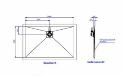 Schedel Plan Plus Mineral-Duschelement Bodeneben 140 X 90 Cm, Ablauf Hinten Mittig