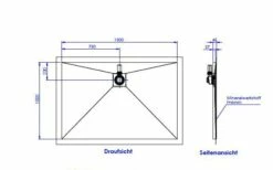 Schedel Plan Plus Mineral-Duschelement Bodeneben 150 X 100 Cm, Ablauf Hinten Mittig