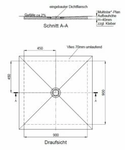 Schedel Plan Duschelement Bodeneben 90 X 90 Cm, Verfliesbar, Ablauf Mittig