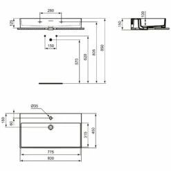 Ideal Standard Conca Waschtischpaket 100 X 49,5 Cm, Mit Hahnloch, Mit Spiegel, 1 Auszug -Badezimmer Verkaufs-Shop ideal standard badmoebel conca waschtischpakete 80 7117893