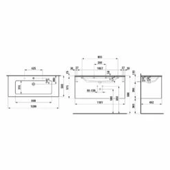 LAUFEN PRO Set LANI Waschtish Mit Überlauf Und 1 Hahnloch, Inkl. Waschtischunterbau 120 Cm