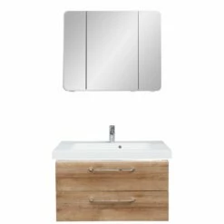 Pelipal Balto Waschtischkombination Mit Mineralmarmorwaschtisch 92 Cm, Griff Z1 Und Spiegelschrank