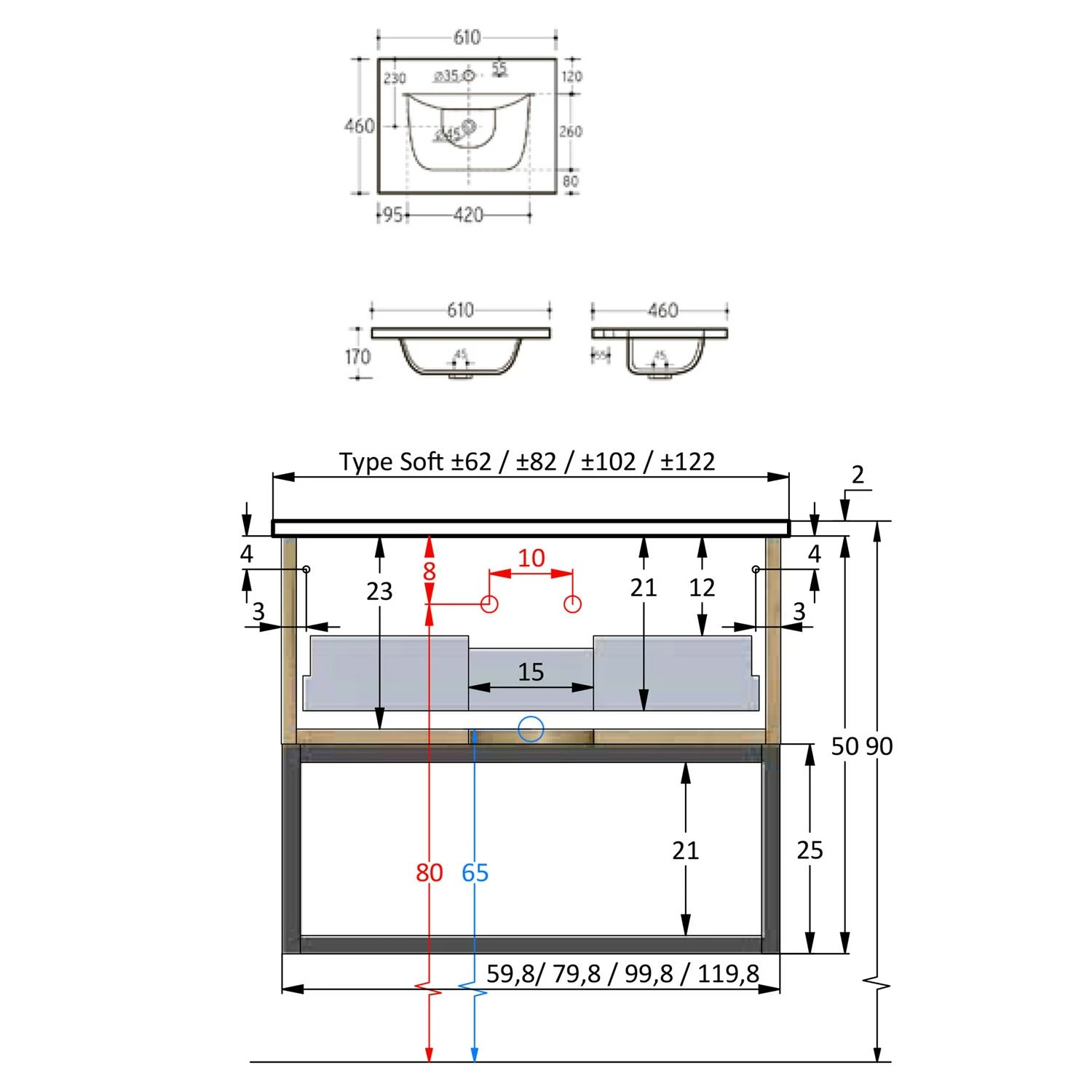 Pianura Giulia Badmöbel Set 61 Cm Mit Spiegel 6 Pianura Giulia Badmöbel Set 61 Cm Mit Spiegel – Bild 4