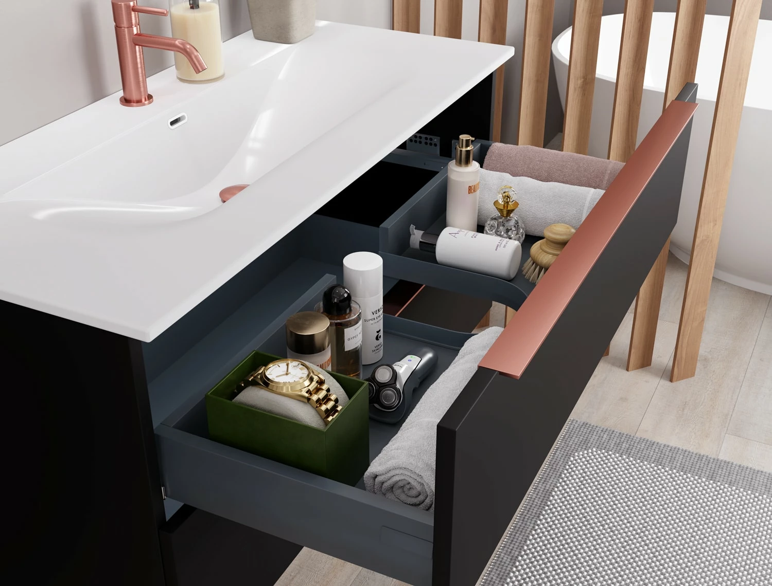 Pianura Lucia Badmöbel Set 62 Cm Mit LED-Lichtspiegel 5 Pianura Lucia Badmöbel Set 62 Cm Mit LED-Lichtspiegel – Bild 3