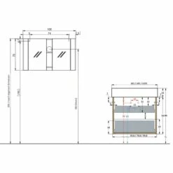 Pianura Stella Badmöbel Set 102 Cm Mit LED-Spiegelschrank, Ohne Hahnloch -Badezimmer Verkaufs-Shop pianura stella badmoebel sets 100 cm 10358048