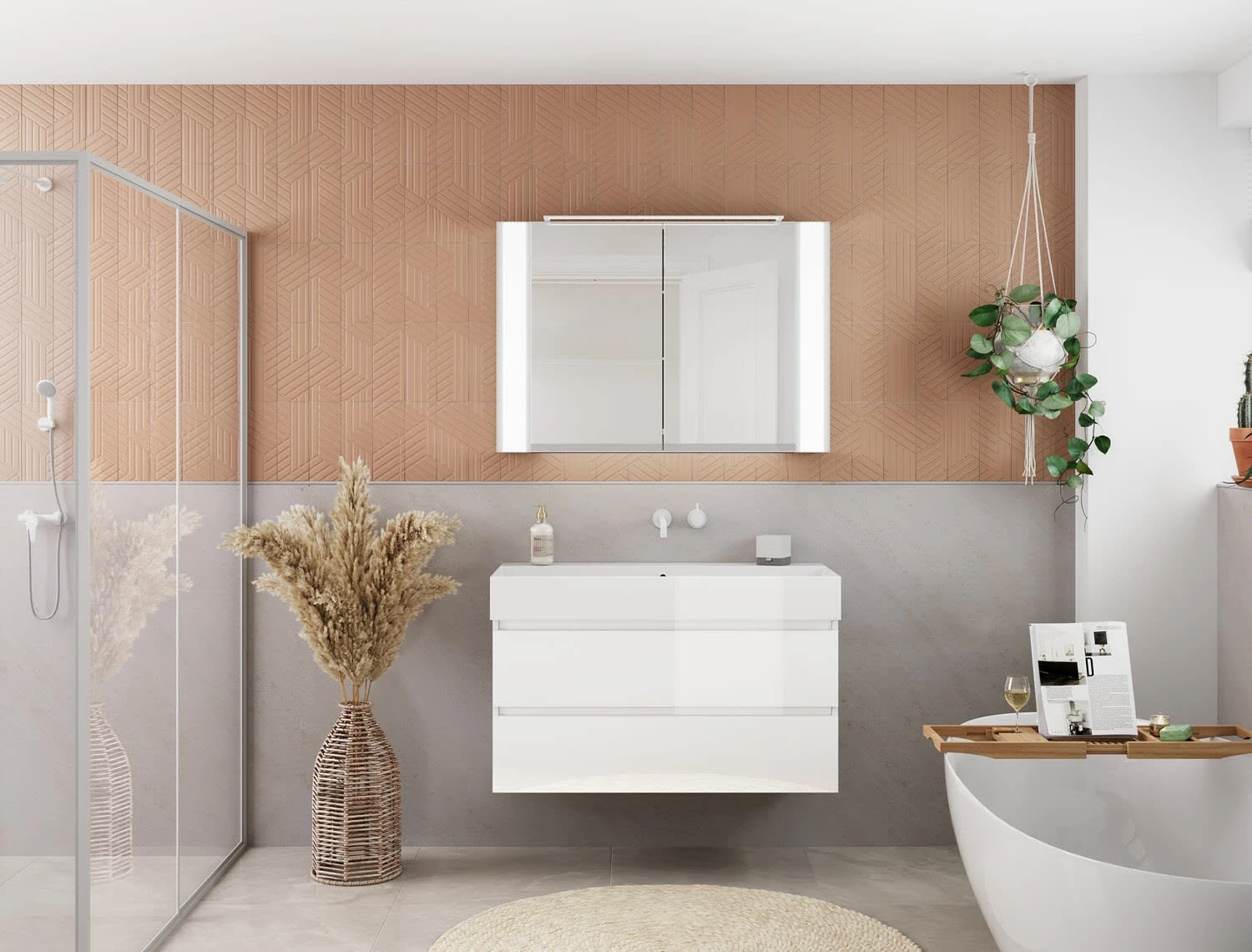 Pianura Stella Badmöbel Set 81 Cm Mit LED-Spiegelschrank, Ohne Hahnloch 8 Pianura Stella Badmöbel Set 81 Cm Mit LED-Spiegelschrank, Ohne Hahnloch – Bild 6