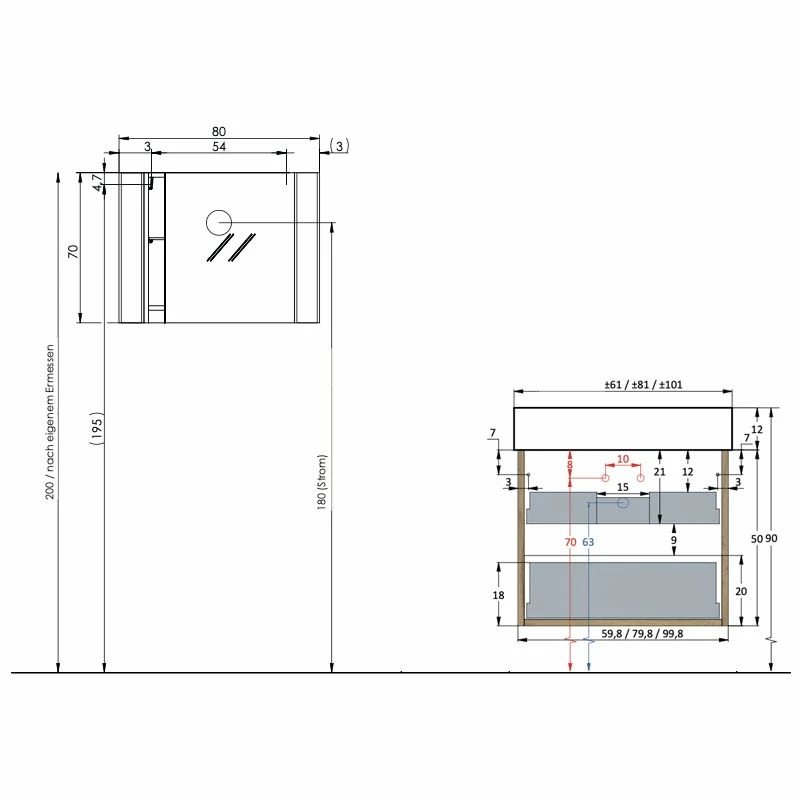 Pianura Stella Badmöbel Set 81 Cm Mit LED-Spiegelschrank, Ohne Hahnloch 6 Pianura Stella Badmöbel Set 81 Cm Mit LED-Spiegelschrank, Ohne Hahnloch – Bild 4