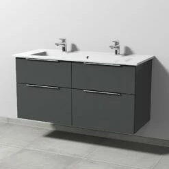 Sanipa 3way Möbelset-1 Inkl. Spiegelschrank "MALTE", 120 Cm, Mit Aufsatzgriffen, Doppelwaschtisch