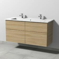 Sanipa 3way Möbelset-2 Inkl. Spiegelschrank "MALTE", 120 Cm, Mit Push To Open, Doppelwaschtisch