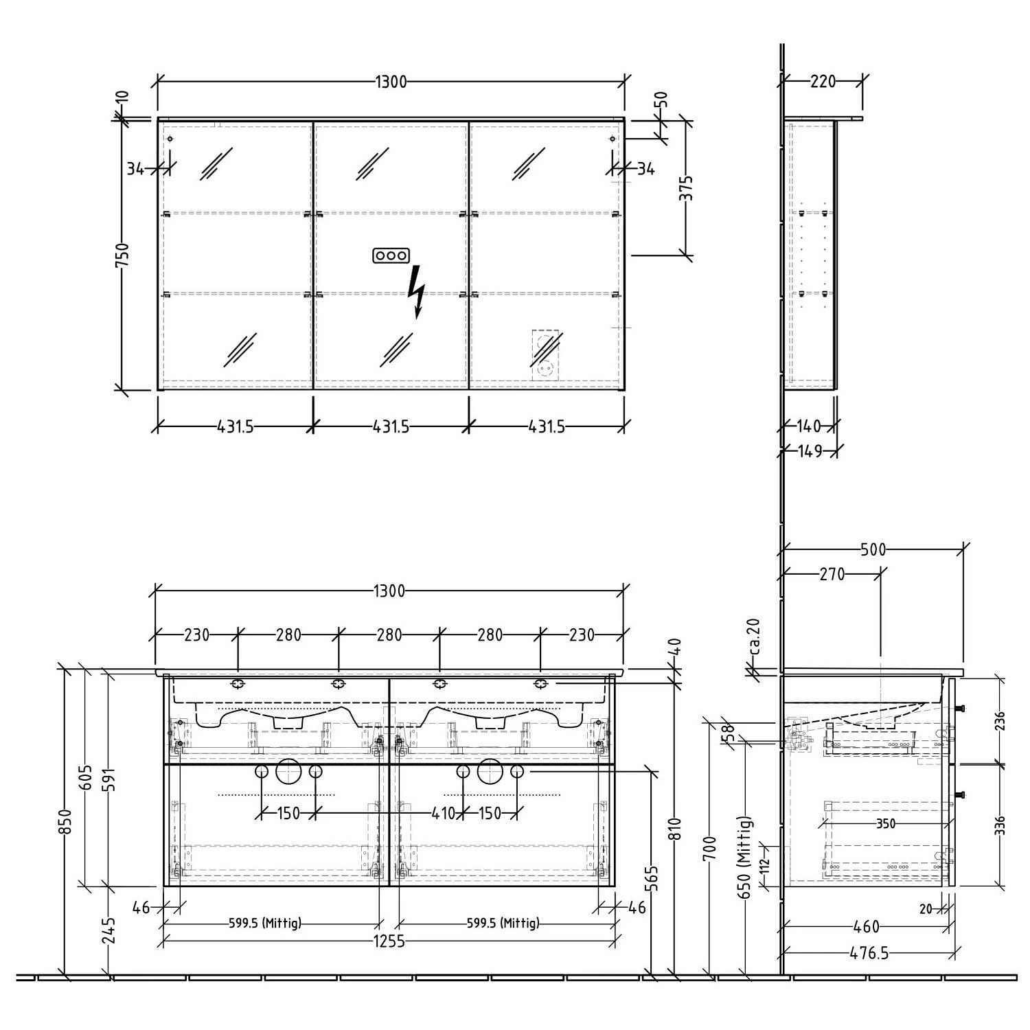 Sanipa 3way Möbelset Inkl. Spiegelschrank "MALTE", 130 Cm 6 Sanipa 3way Möbelset Inkl. Spiegelschrank "MALTE", 130 Cm – Bild 4