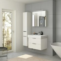 Steinkamp Living 2.0 / GROHE Cube Badmöbel Set 80 Cm Mit Spiegelschrank Inkl. Raumsparsiphon -Badezimmer Verkaufs-Shop steinkamp badmoebel living 2 moebelsets mit 8468119