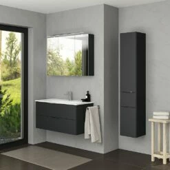 Steinkamp Living 2.0 / GROHE Essence Badmöbel Set 100 Cm Mit Spiegelschrank -Badezimmer Verkaufs-Shop steinkamp badmoebel living 2 moebelsets mit 8485423