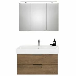 Steinkamp Living 2.0 / GROHE Cube Badmöbel Set 100 Cm Mit Spiegelschrank Inkl. Raumsparsiphon