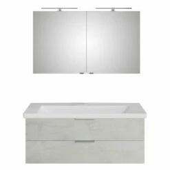 Steinkamp Living 2.0 / Villeroy & Boch Subway 3.0 Badmöbel Set 130 Cm Mit Spiegelschrank, 2 Drehtüren