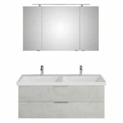 Steinkamp Living 2.0 / Villeroy & Boch Subway 3.0 Badmöbel Set 130 Cm Mit Spiegelschrank, 3 Drehtüren