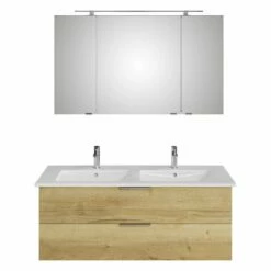 Steinkamp Living 2.0 / Villeroy & Boch Venticello CeramicPlus Badmöbel Set 130 Cm Mit Spiegelschrank, 3 Drehtüren