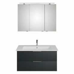 Steinkamp Living 2.0 / Villeroy & Boch Venticello CeramicPlus Badmöbel Set 100 Cm Mit Spiegelschrank