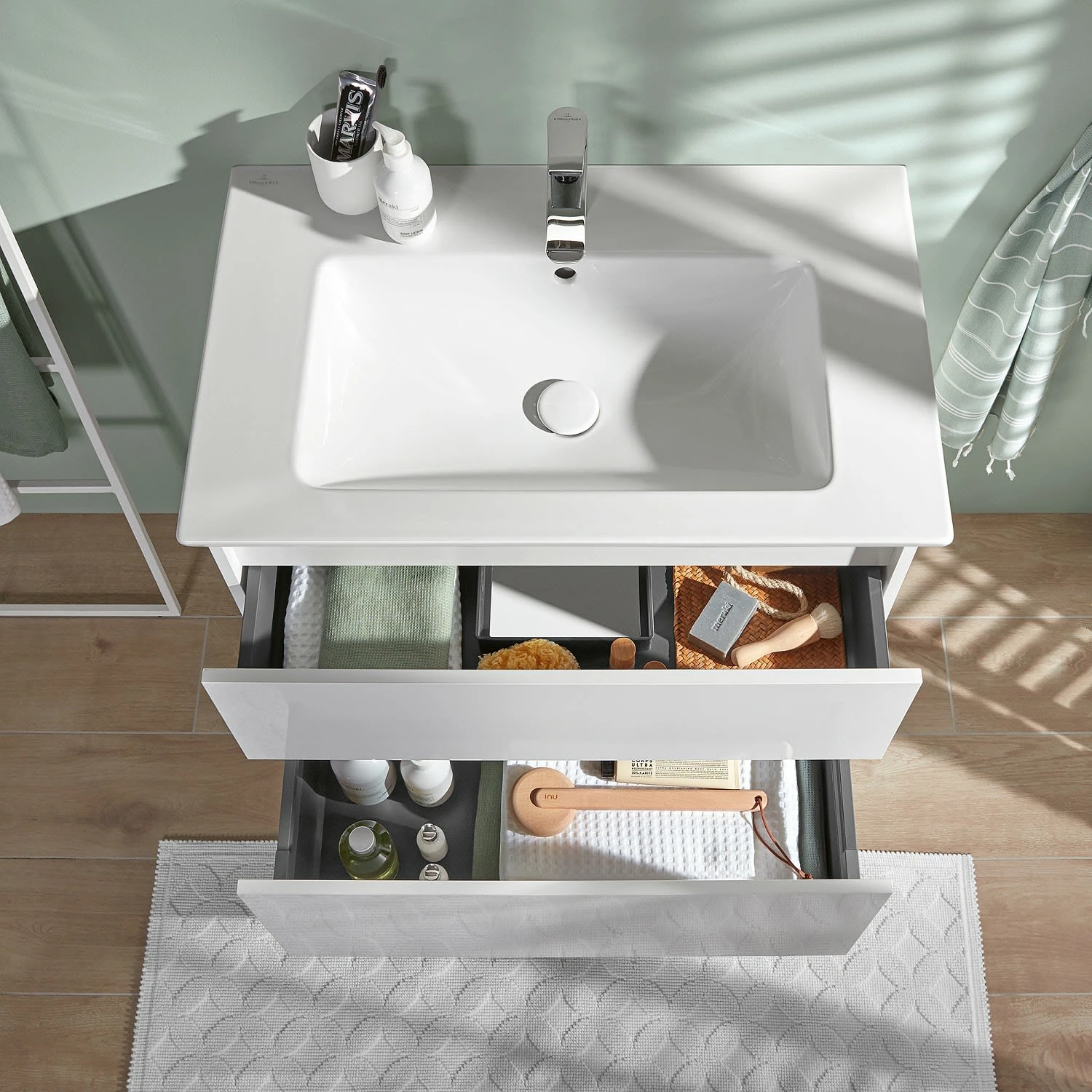 Villeroy & Boch Finero Waschtischunterschrank 80 Cm Mit Waschtisch Und Spiegelschrank, 2 Auszüge 8 Villeroy & Boch Finero Waschtischunterschrank 80 Cm Mit Waschtisch Und Spiegelschrank, 2 Auszüge – Bild 6