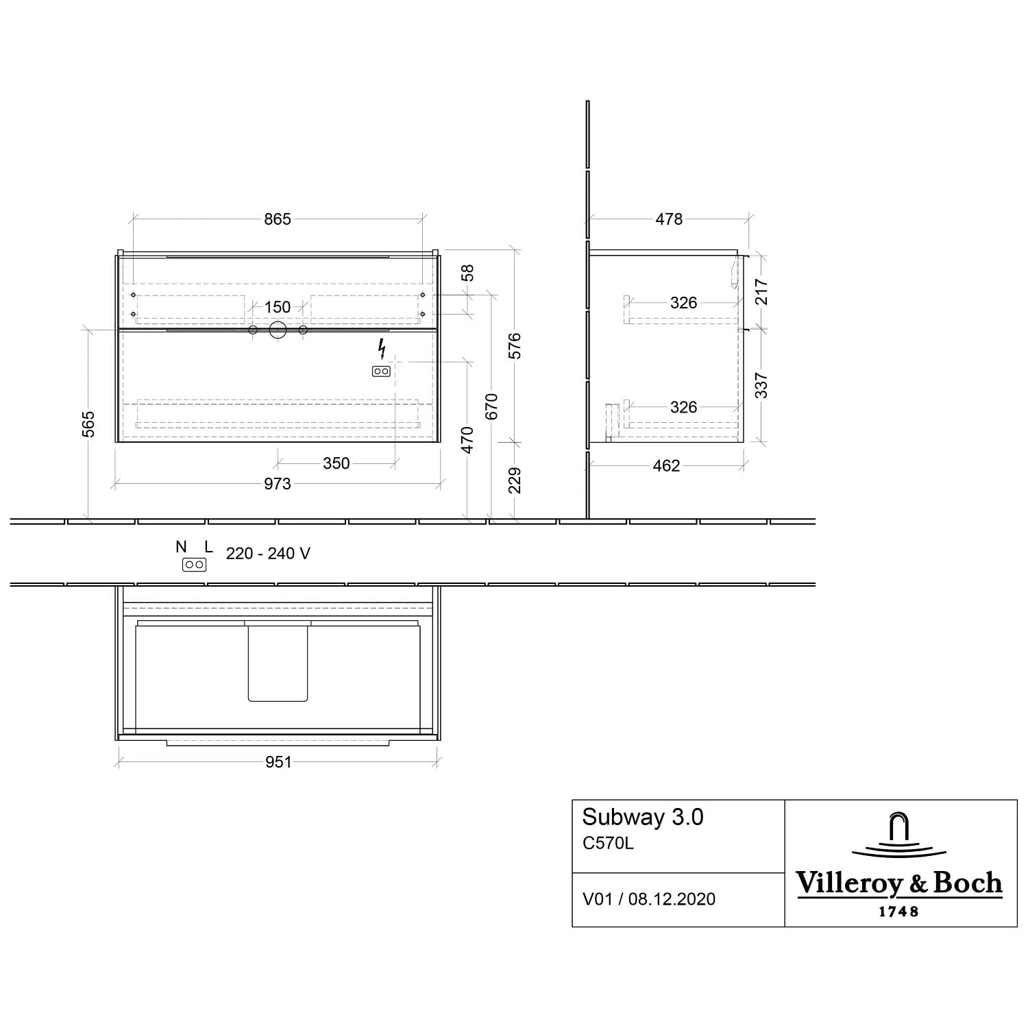 Villeroy & Boch Subway 3.0 Badmöbel-Set 100 Cm Mit Beleuchtung, Griff In Möbelfarbe, 2 Auszüge 6 Villeroy & Boch Subway 3.0 Badmöbel-Set 100 Cm Mit Beleuchtung, Griff In Möbelfarbe, 2 Auszüge – Bild 4